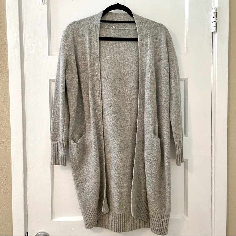 MUJI Gray Grey Wool Cocoon Cardigan Sweater size Large